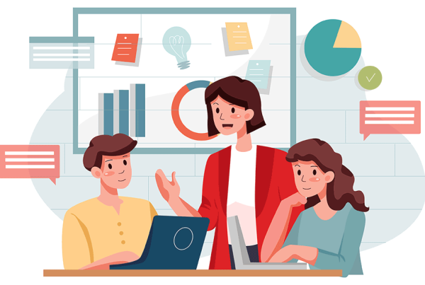 marketing team discussing project